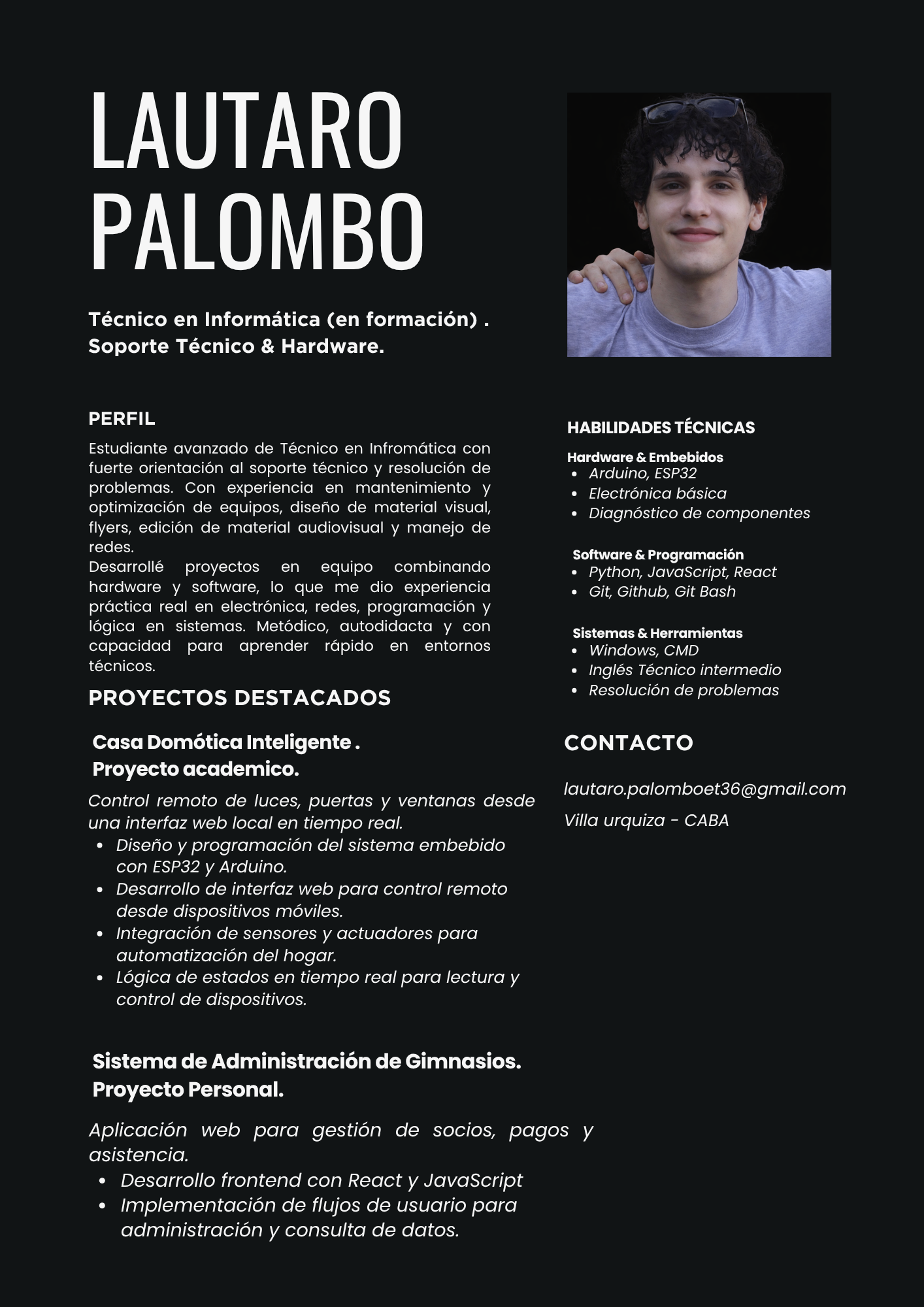 Curriculum Vitae de Lautaro Palombo